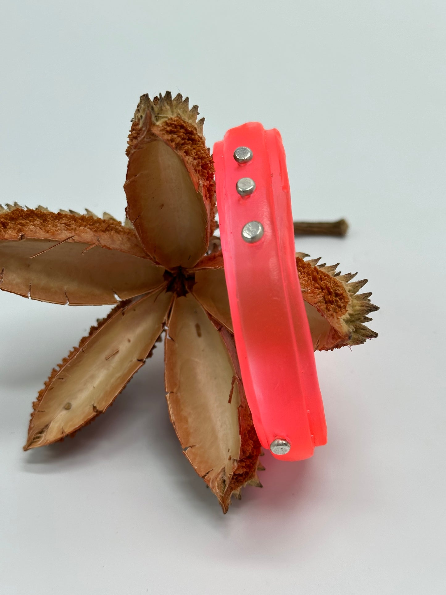 Neon Red KWD Rim resin bangle with Sterling silver