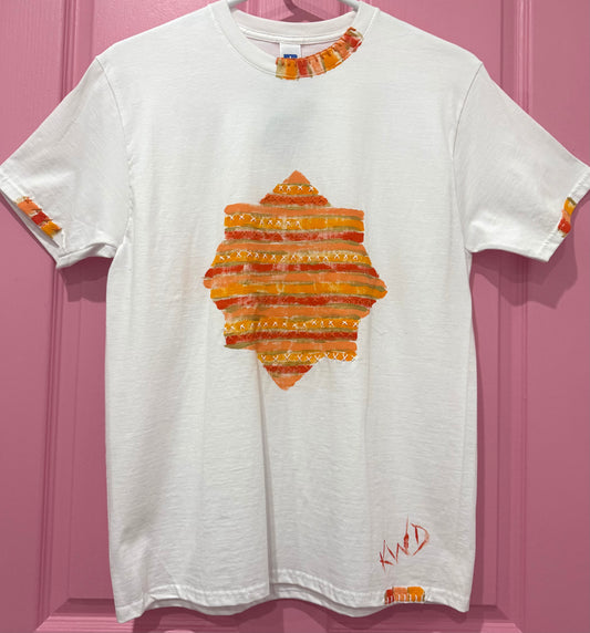 Orange striped star  t-shirt - size Sml