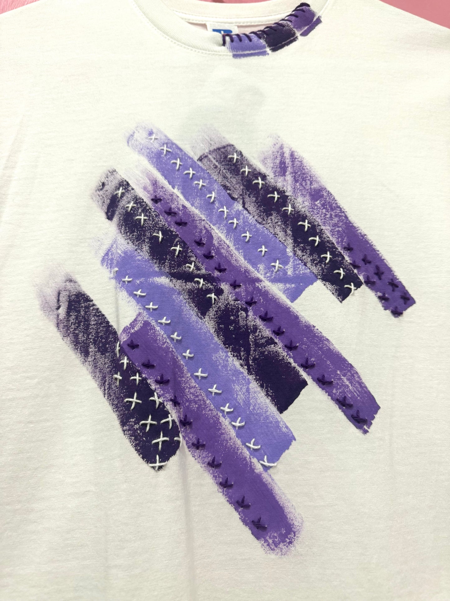 Purple striped t-shirt - size Sml