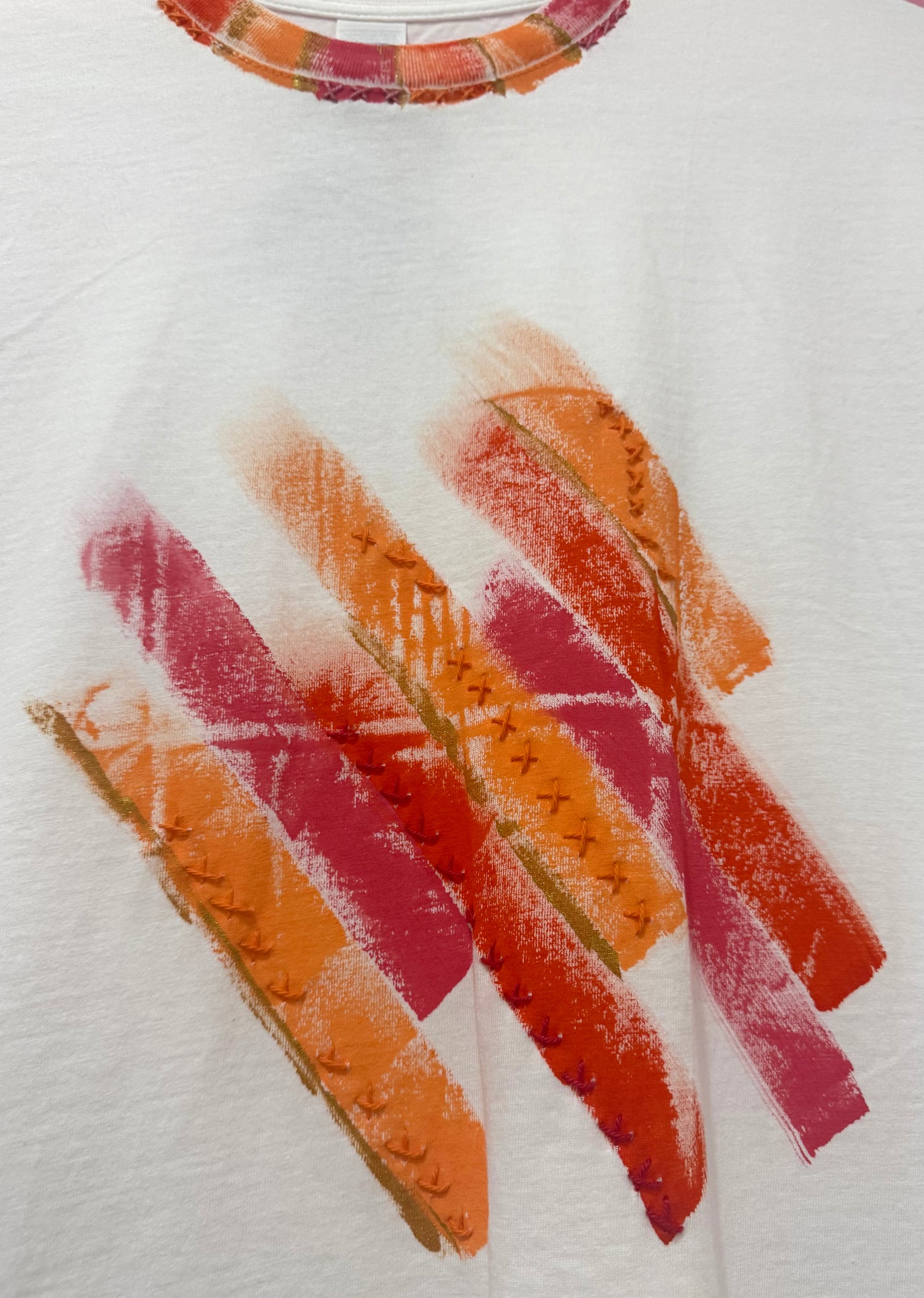 Pink & Orange striped t-shirt - size Sml