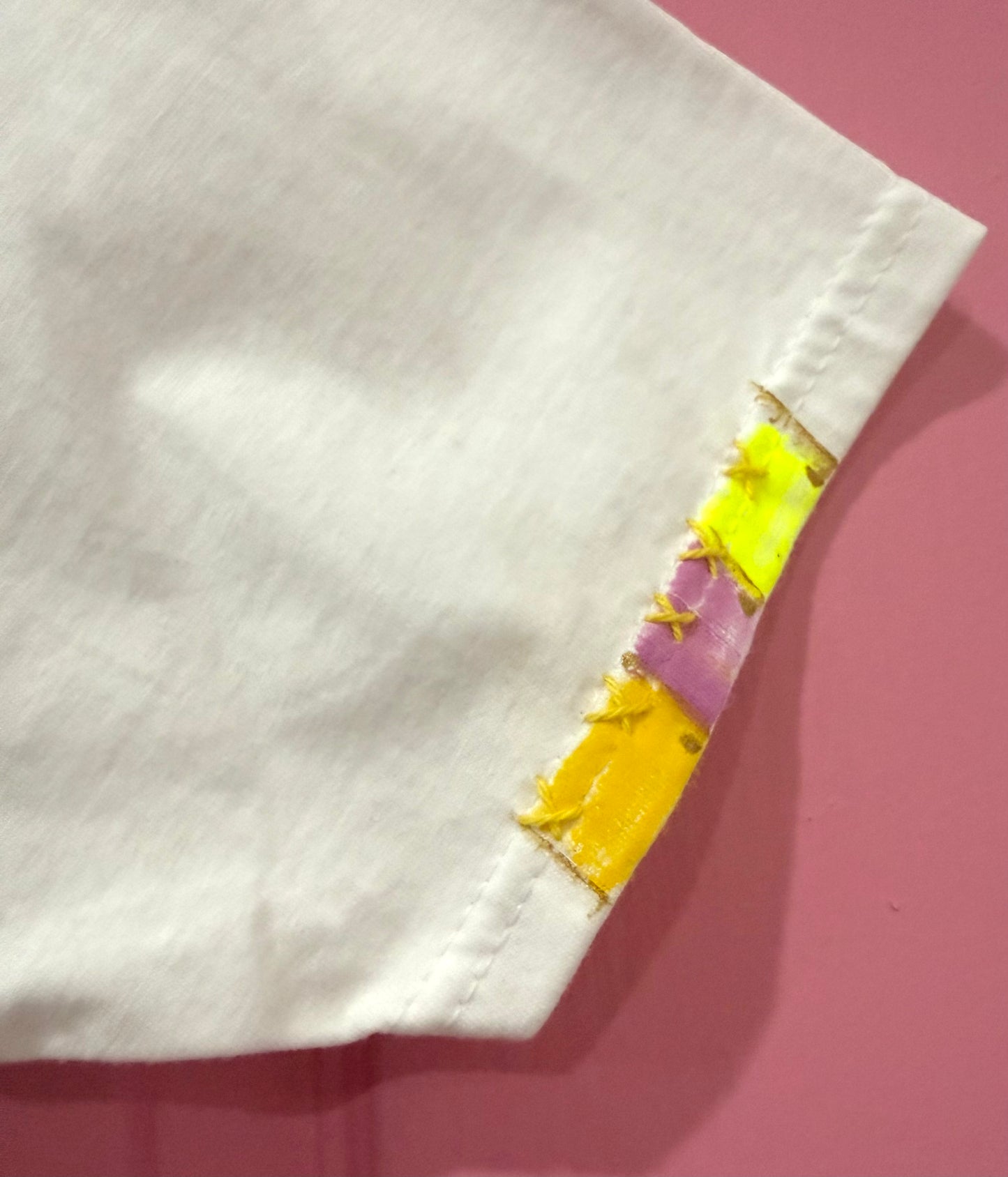Pink & Yellow striped t-shirt - size Sml