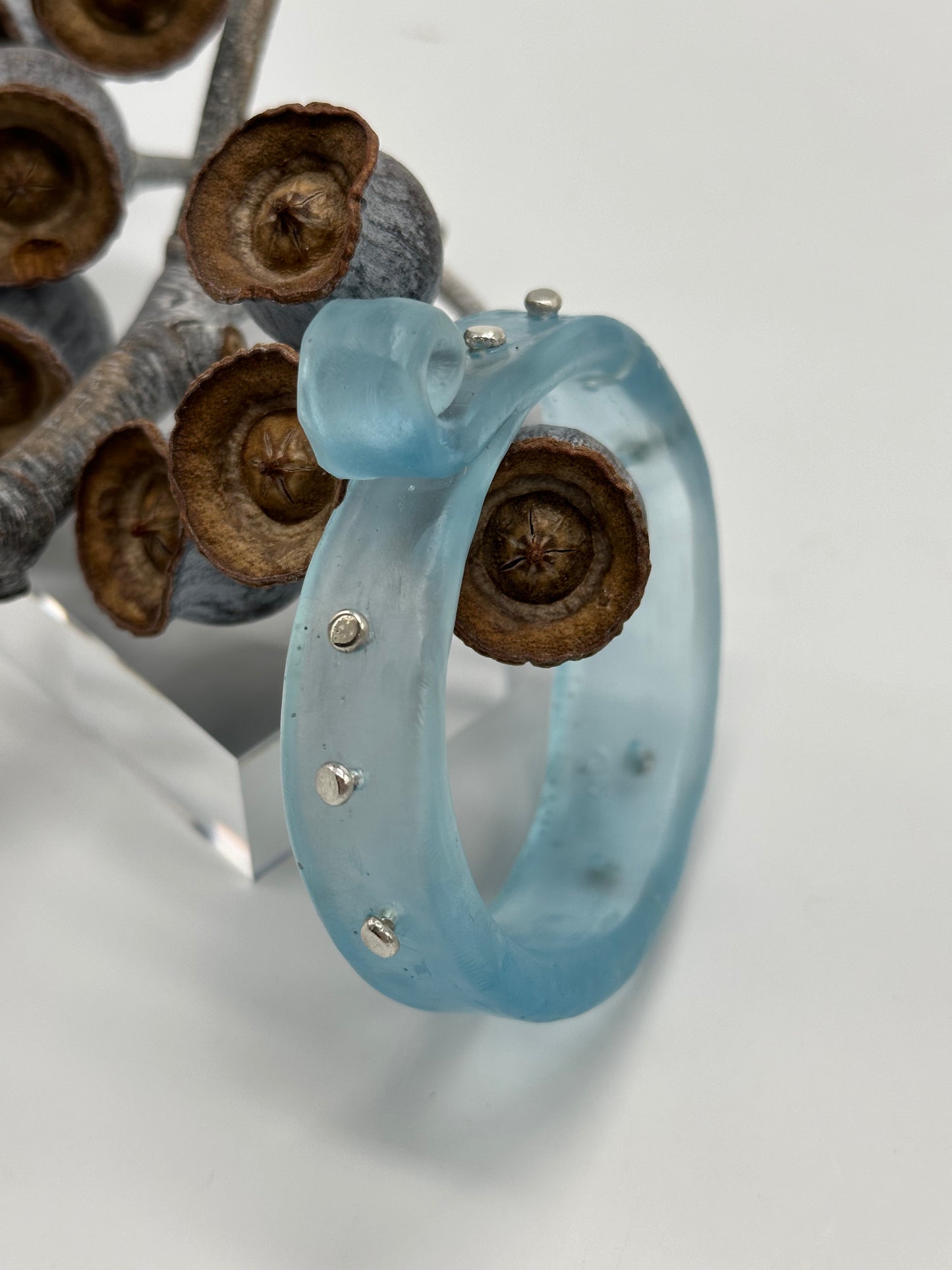 Translucent Blue 'Curl' Resin and silver bangle