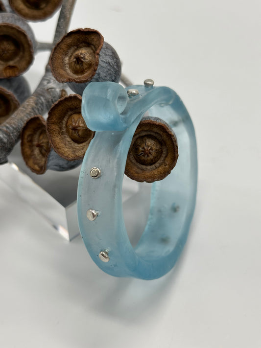 Translucent Blue 'Curl' Resin and silver bangle