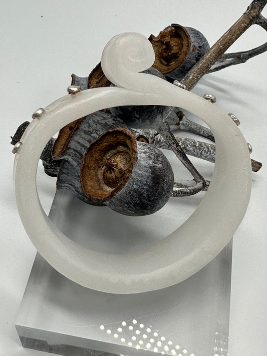 Pearl White 'Curl' Resin and silver bangle