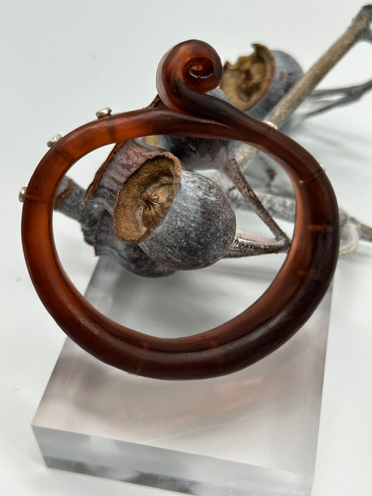Tortoise Shell Brown 'Curl' Resin and silver bangle