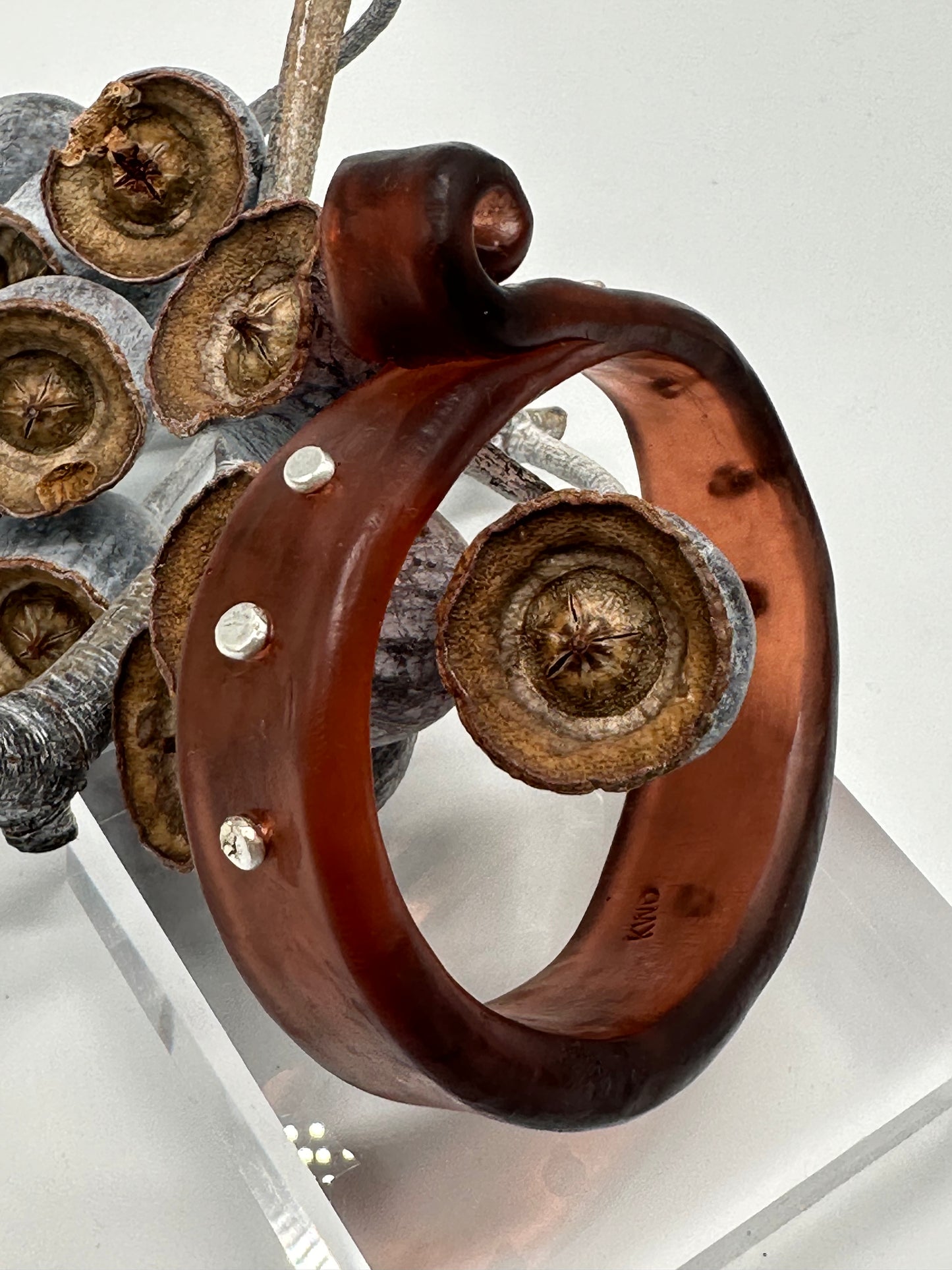 Tortoise Shell Brown 'Curl' Resin and silver bangle