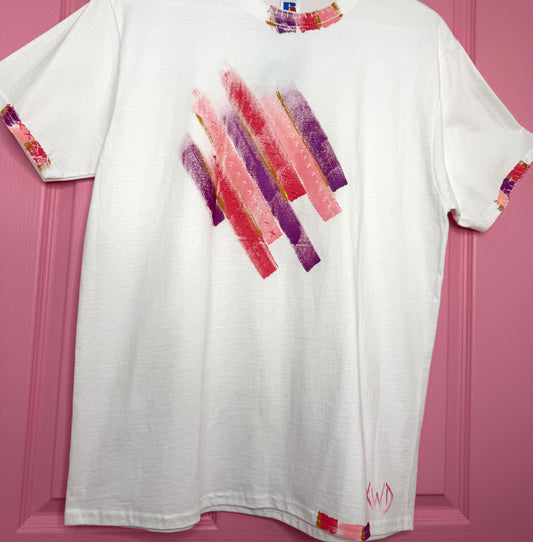 Pink & Purple striped t-shirt - size M