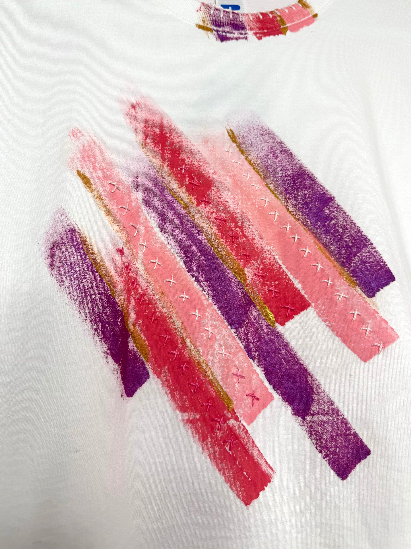 Pink & Purple striped t-shirt - size M