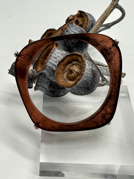 Tortoise Shell 'square round' bangle with silver
