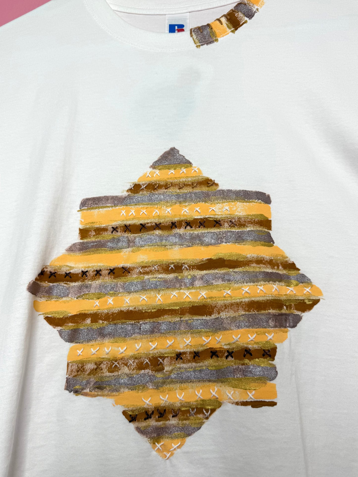 Light Browns & cream striped t-shirt - size M