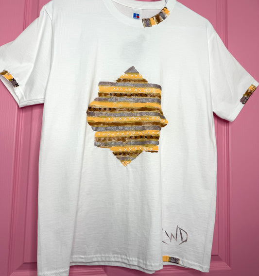 Light Browns & cream striped t-shirt - size M