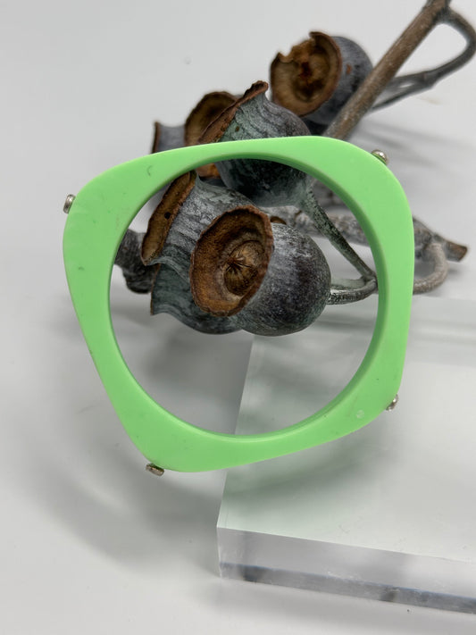 Mint green 'square round' bangle with silver