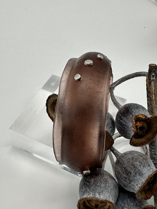 Translucent Brown Resin & Silver wide bangle