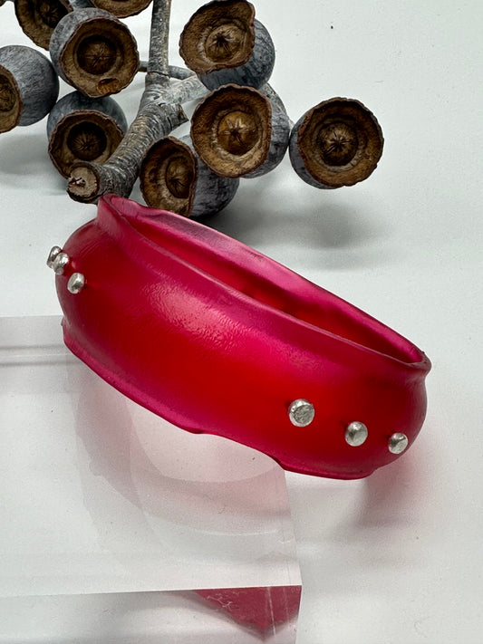 Red Resin & Silver wide bangle