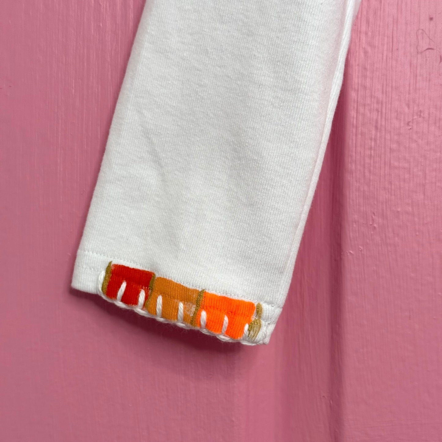 Neon Orange and natural long sleeve  t-shirt - size 10