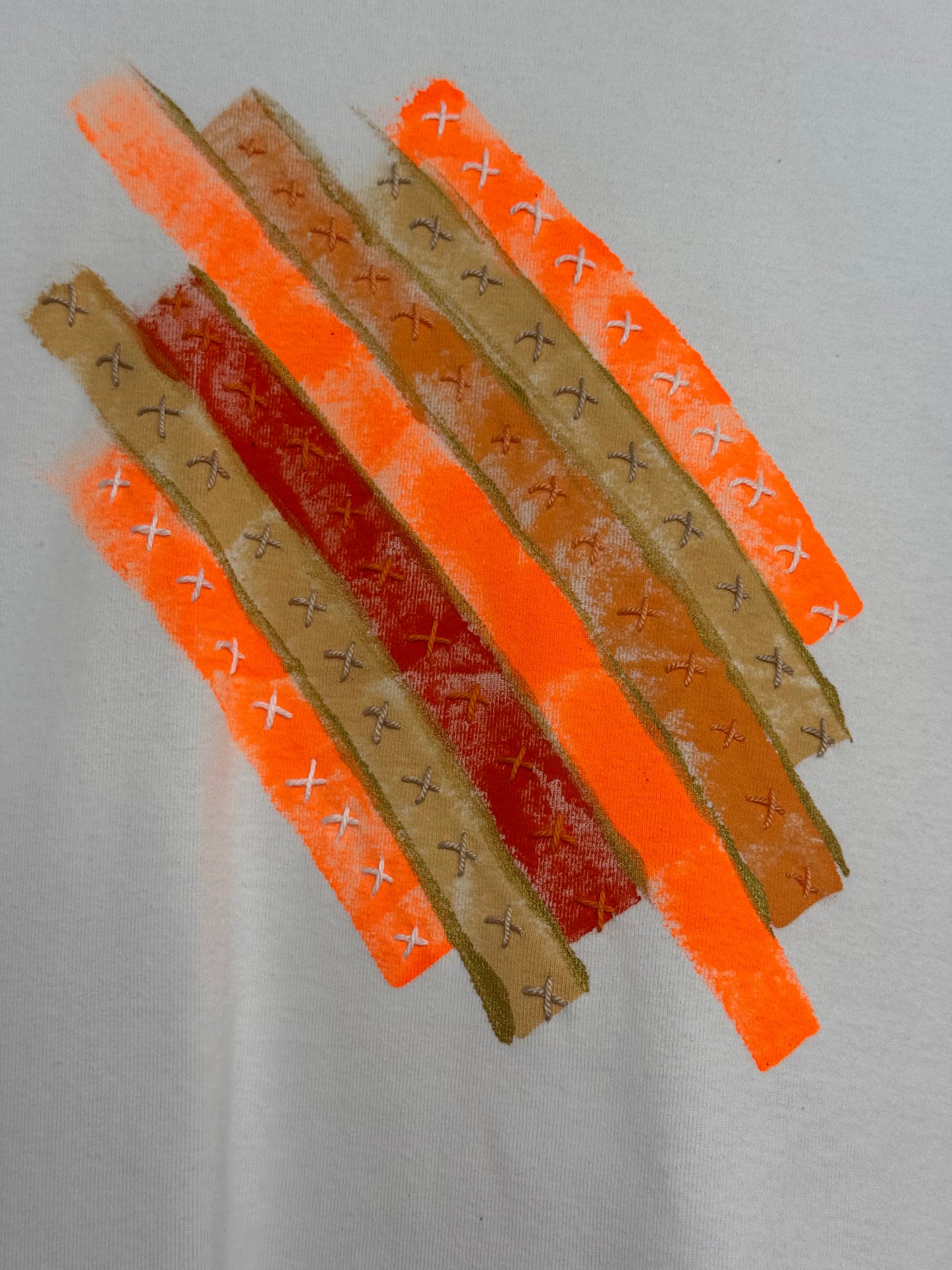 Neon Orange and natural long sleeve  t-shirt - size 10