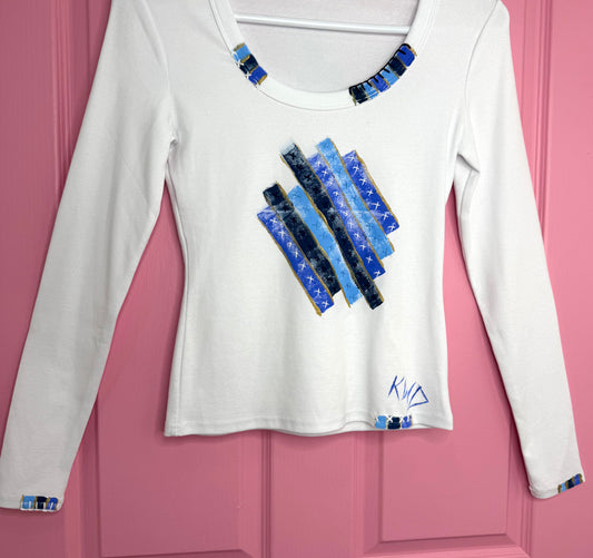 Blues and gold  long sleeve t-shirt - size 8