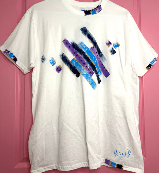 Blues & Purple striped t-shirt - size L