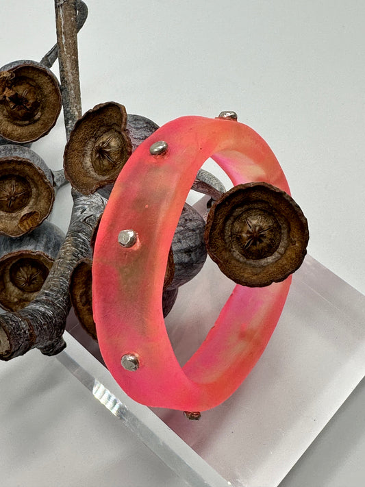Neon Pink/yellow KWD Classic Resin Bangle - XS