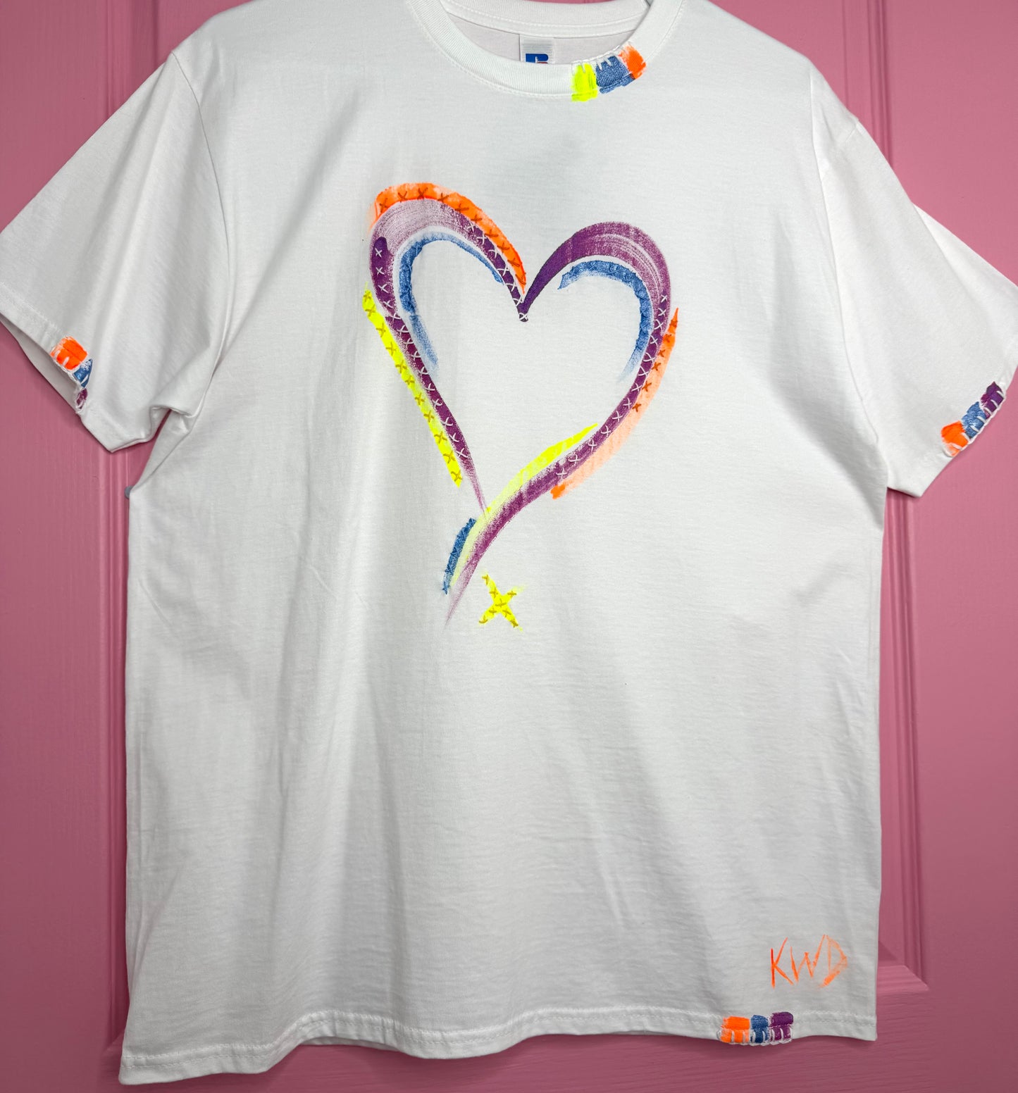 Neons/colours Heart t-shirt - size L
