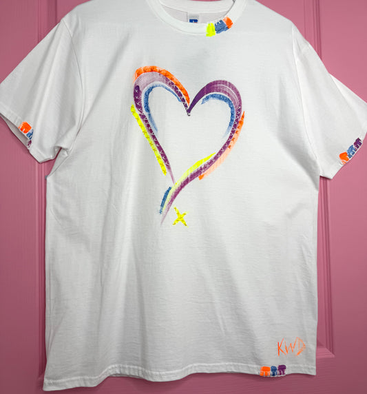Neons/colours Heart t-shirt - size L