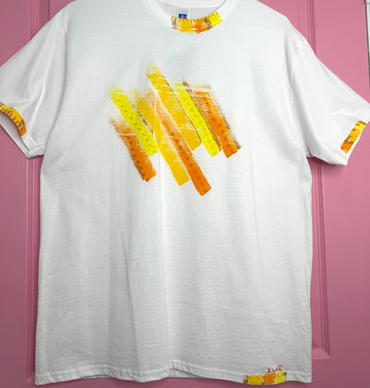 Yellow & Orange/gold striped t-shirt - size L
