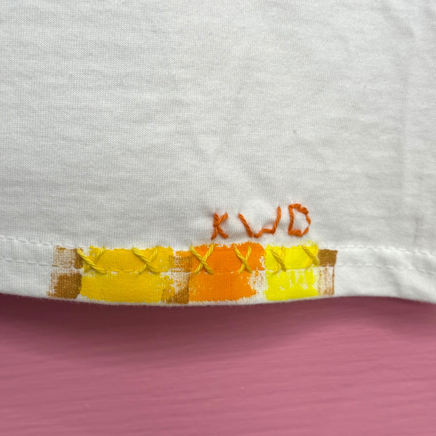 Yellow & Orange/gold striped t-shirt - size L