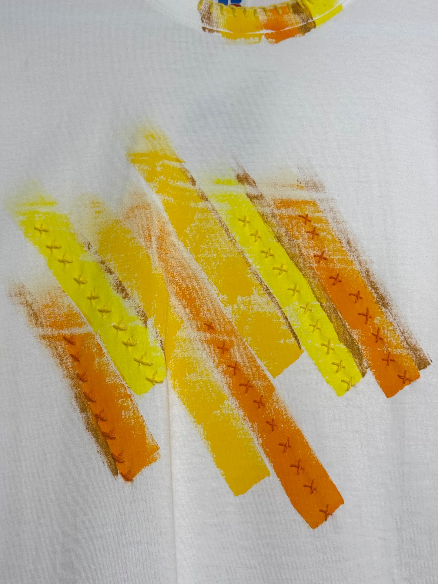 Yellow & Orange/gold striped t-shirt - size L