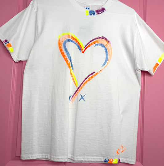 Neon and coloured Heart t-shirt - size M