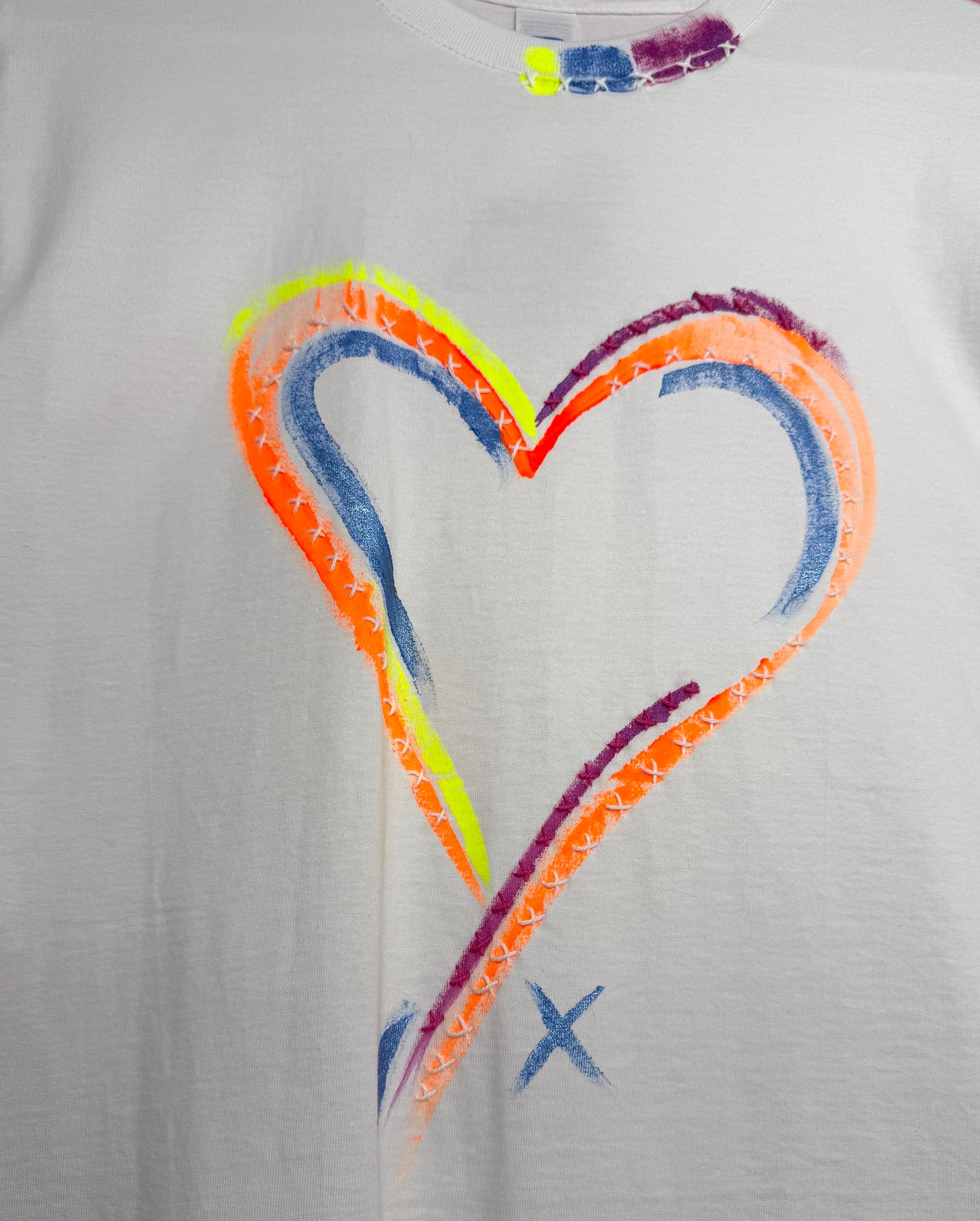 Neon and coloured Heart t-shirt - size M