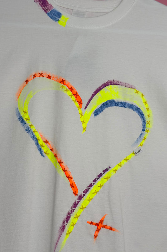 Neon and coloured Heart t-shirt - size S