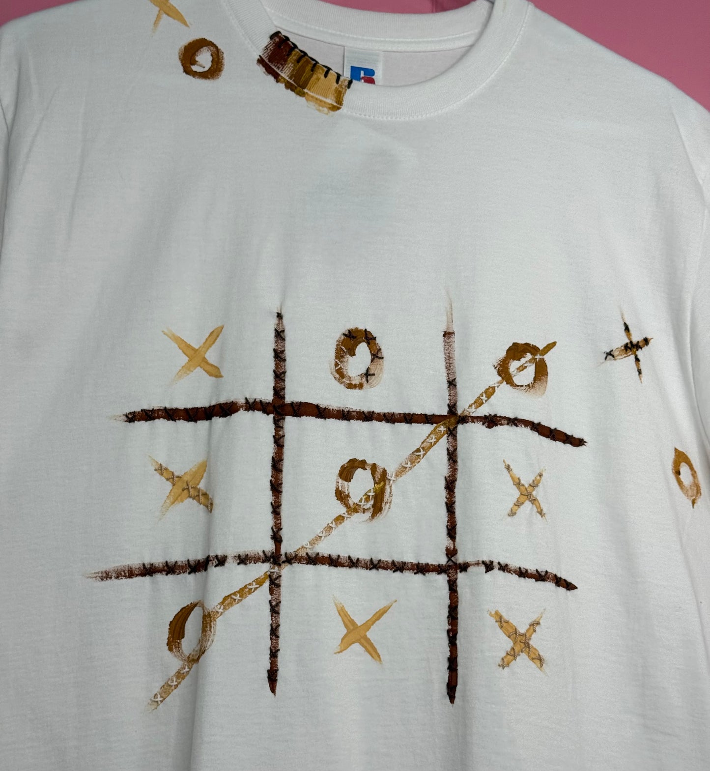 Naughts and crosses browns multi coloured t-shirt - size L