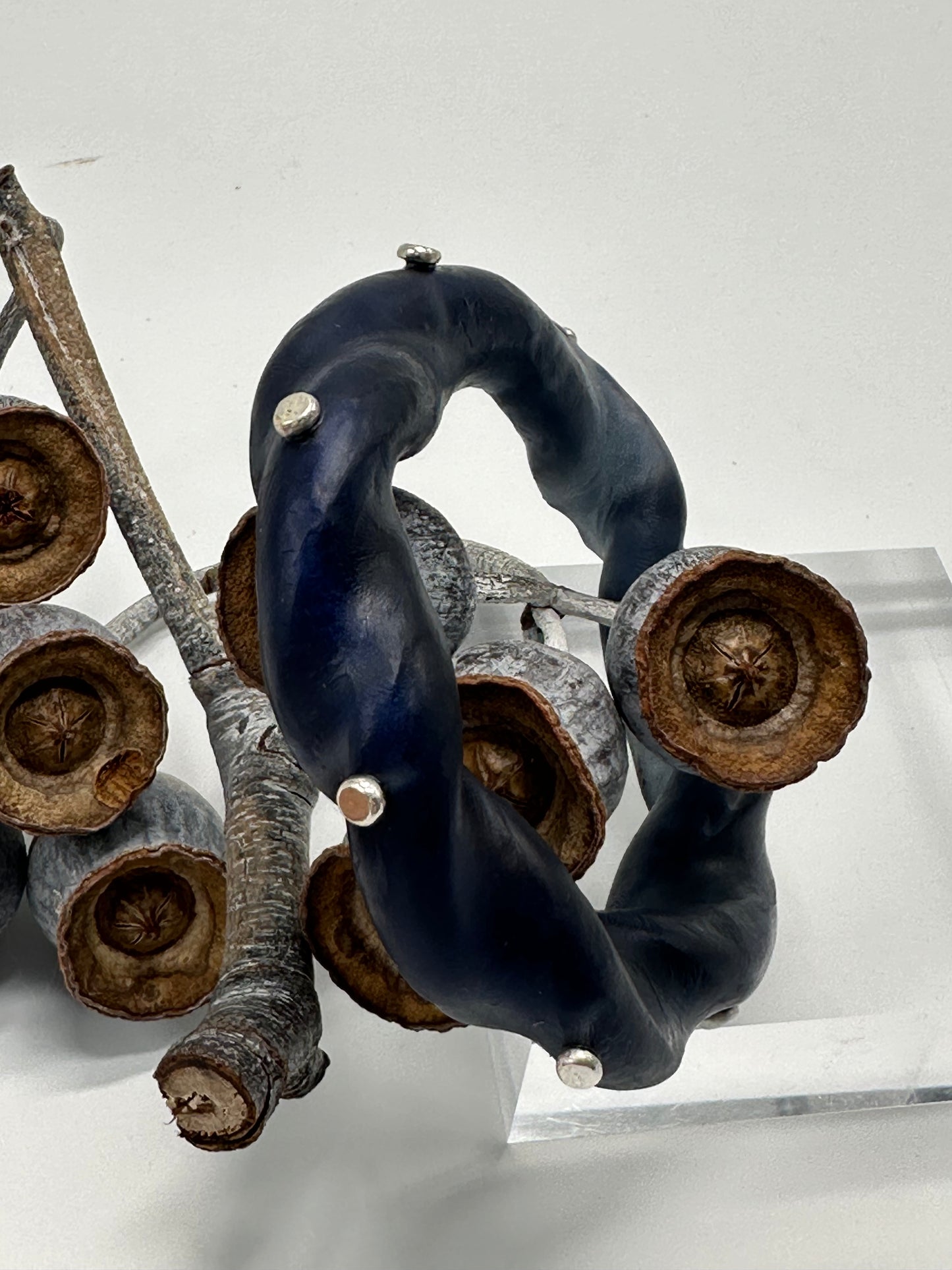 Navy Blue Chunky twist resin & silver bangle