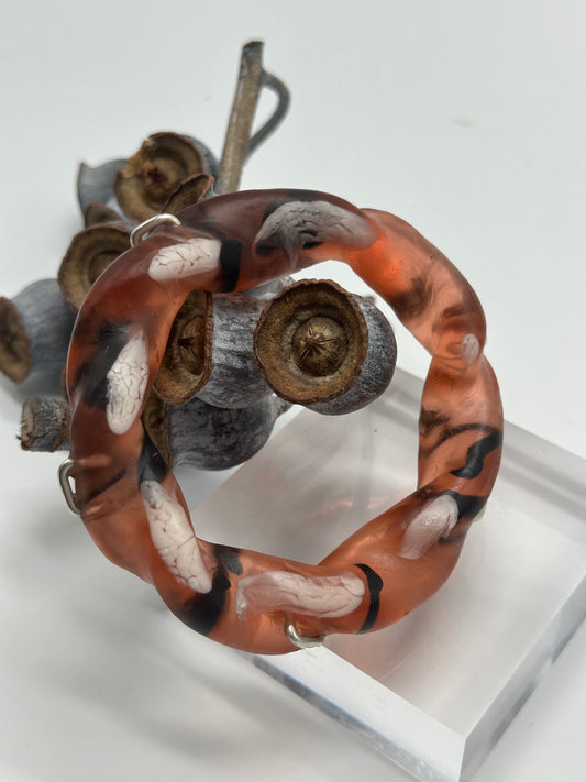 Brown/Black/White Chunky twist resin & silver bangle