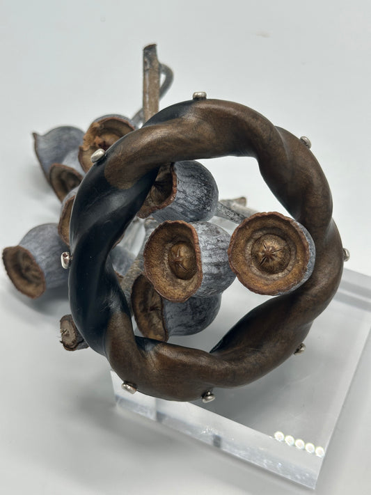 Black & Bronze Chunky twist resin & silver bangle