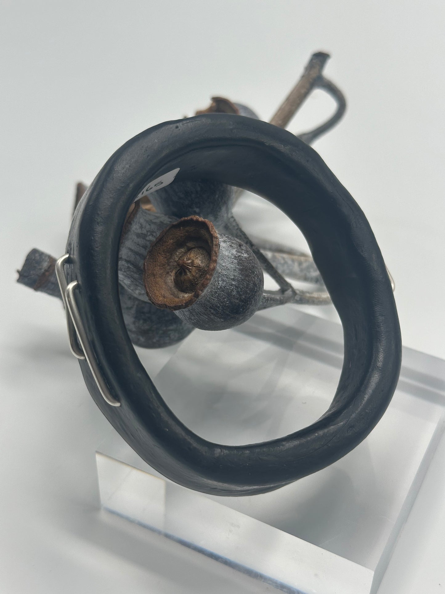 Black XL Irregular KWD Resin & Silver Bangle