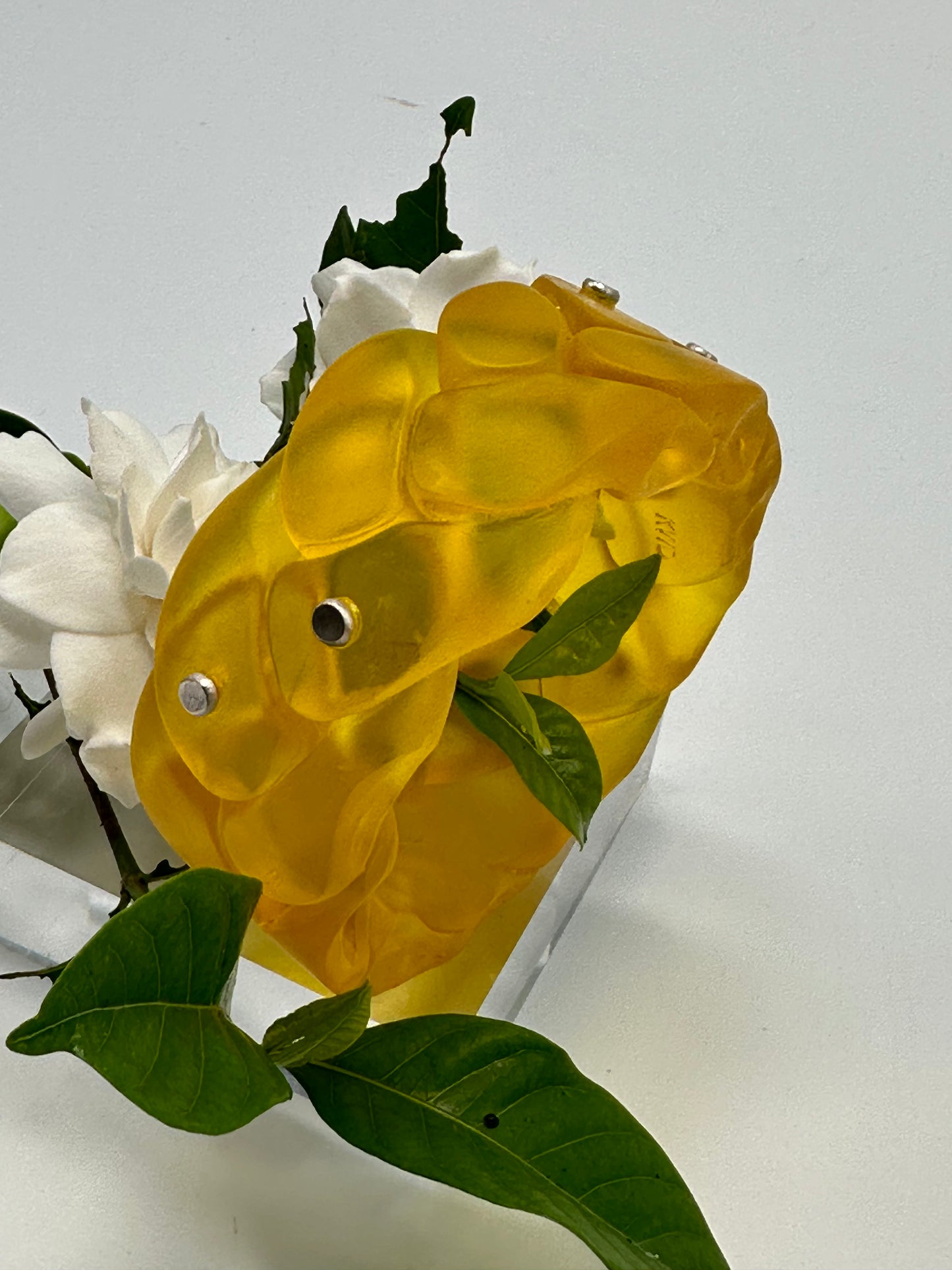 Yellow Plaited Resin and silver bangle