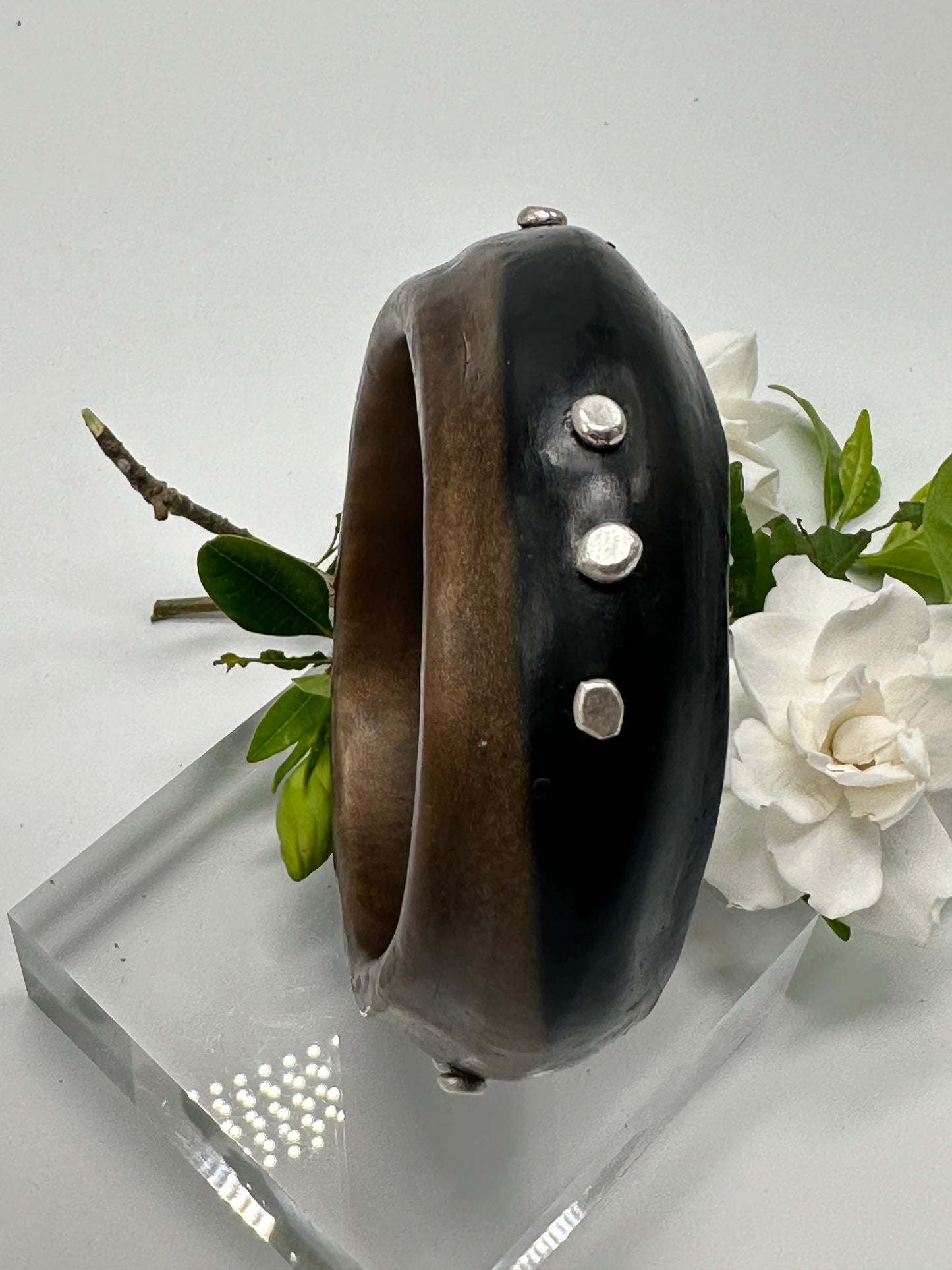 Two toned Black/Bronze Resin with sterling silver - XL