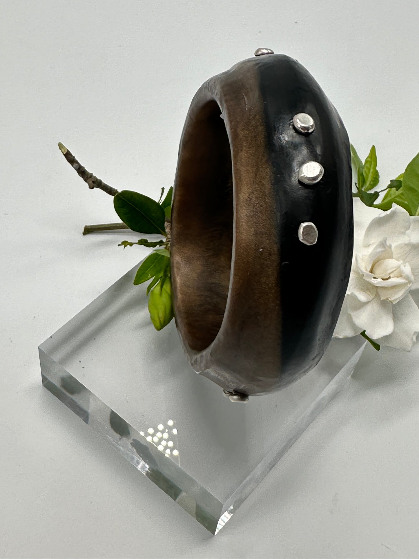 Two toned Black/Bronze Resin with sterling silver - XL