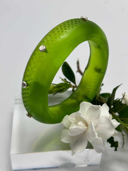 Lime Green Spotty Resin Bangle