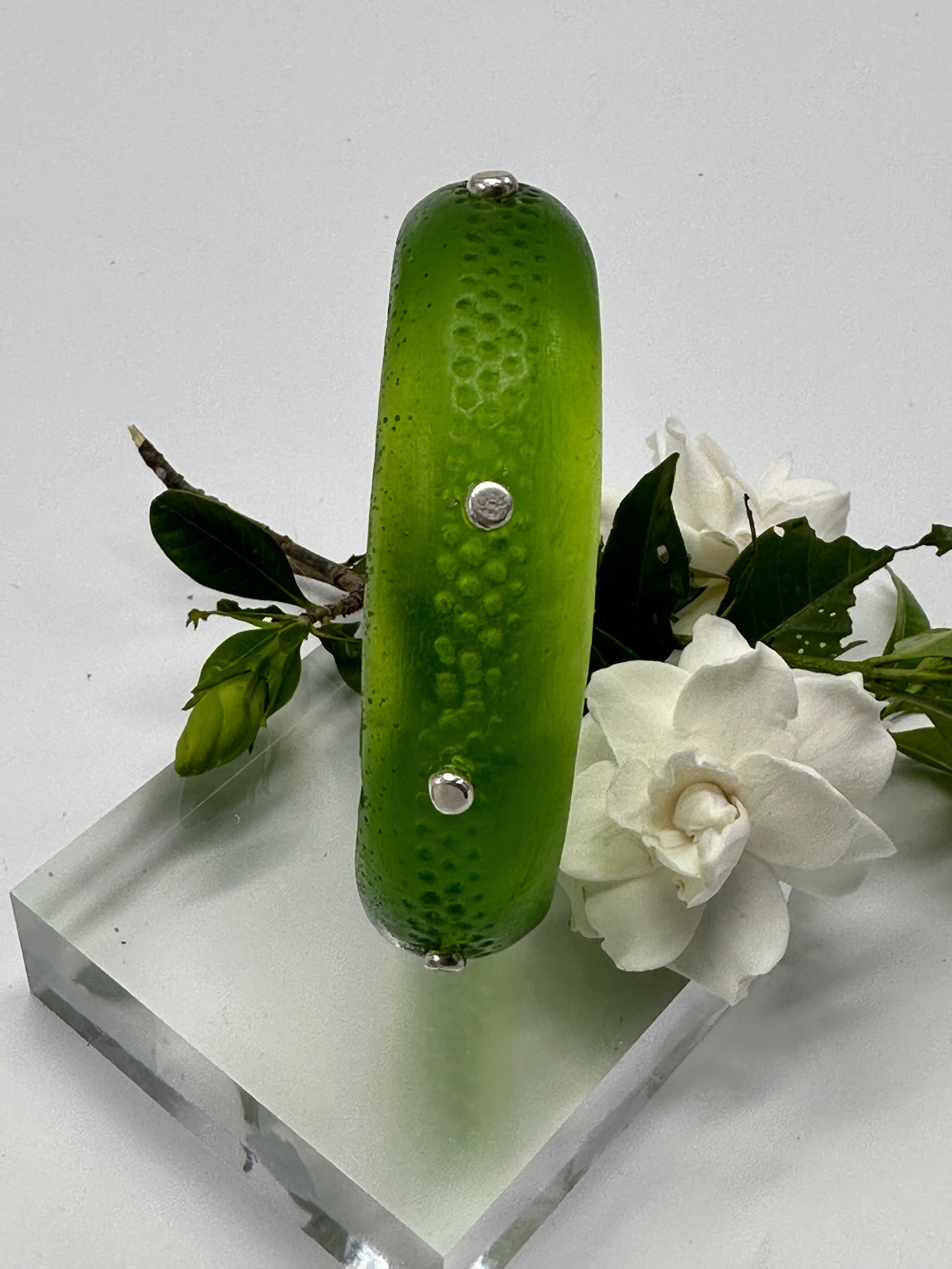 Lime Green Spotty Resin Bangle