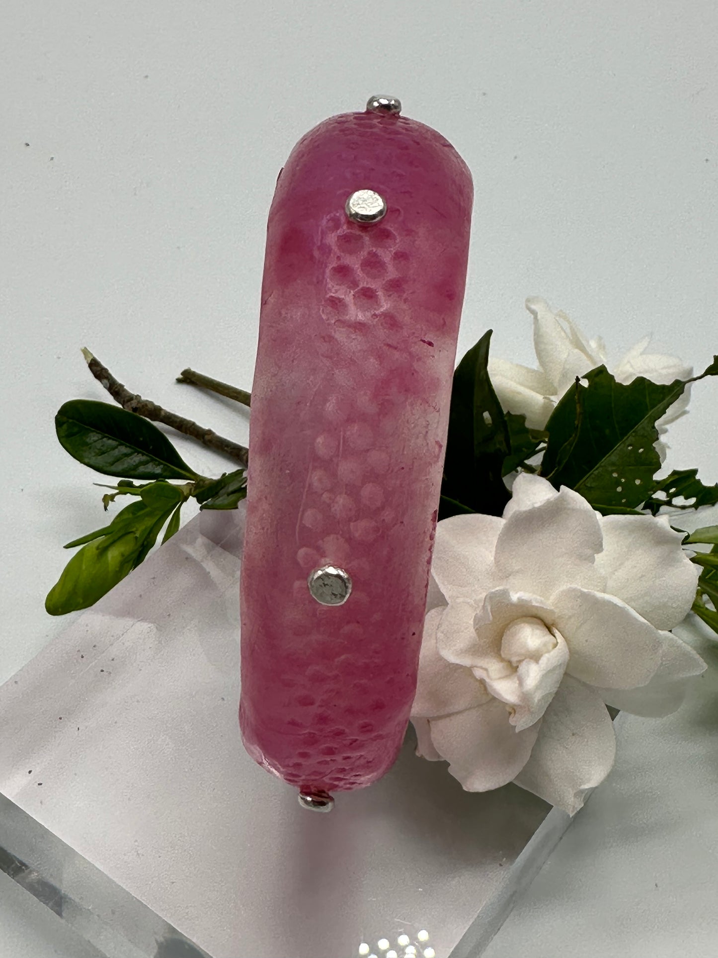 Translucent Pink Spotty Resin Bangle