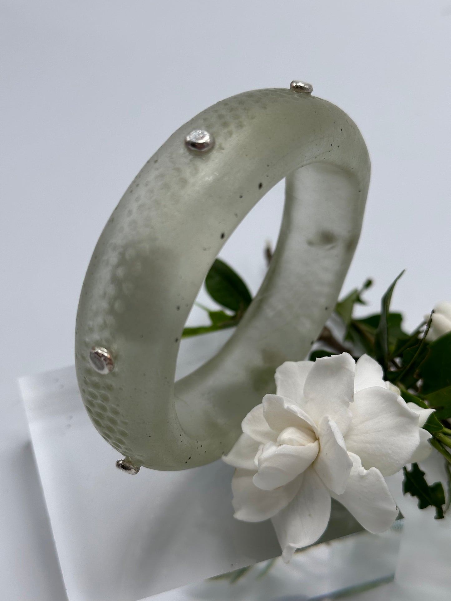 Translucent Grey Spotty Resin Bangle