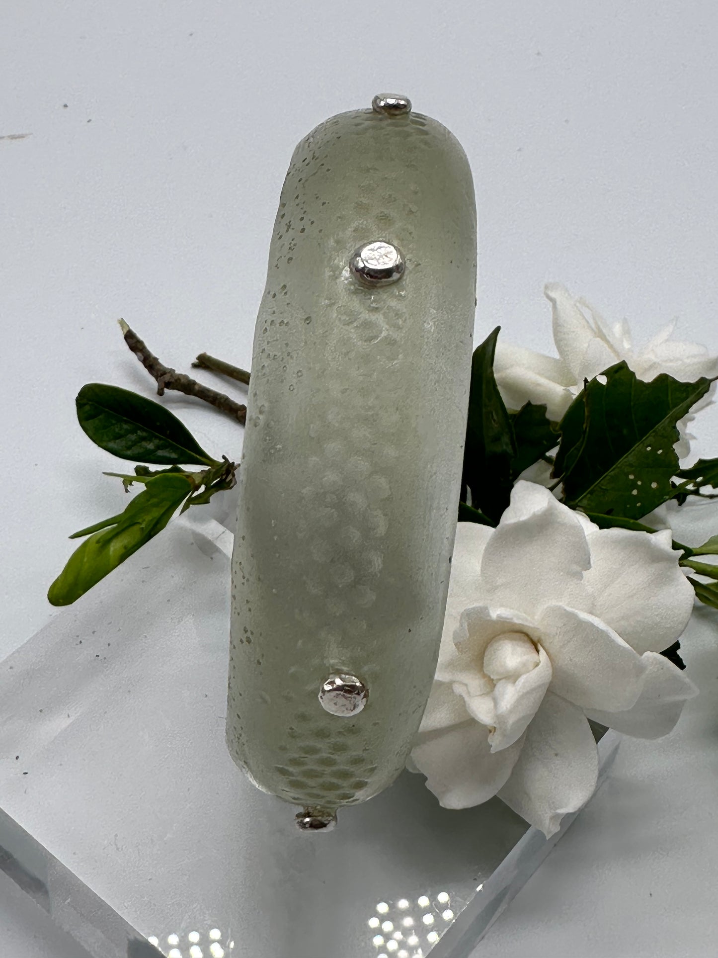 Translucent Grey Spotty Resin Bangle