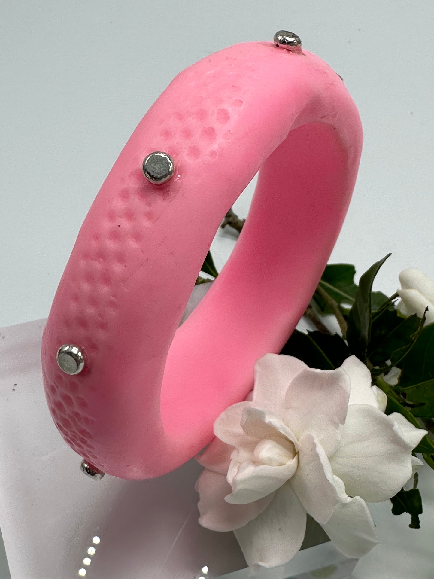 Baby Pink Spotty Resin Bangle