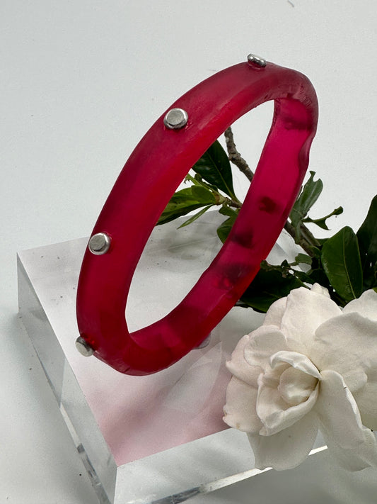 Red KWD Classic Resin & silver Bangle