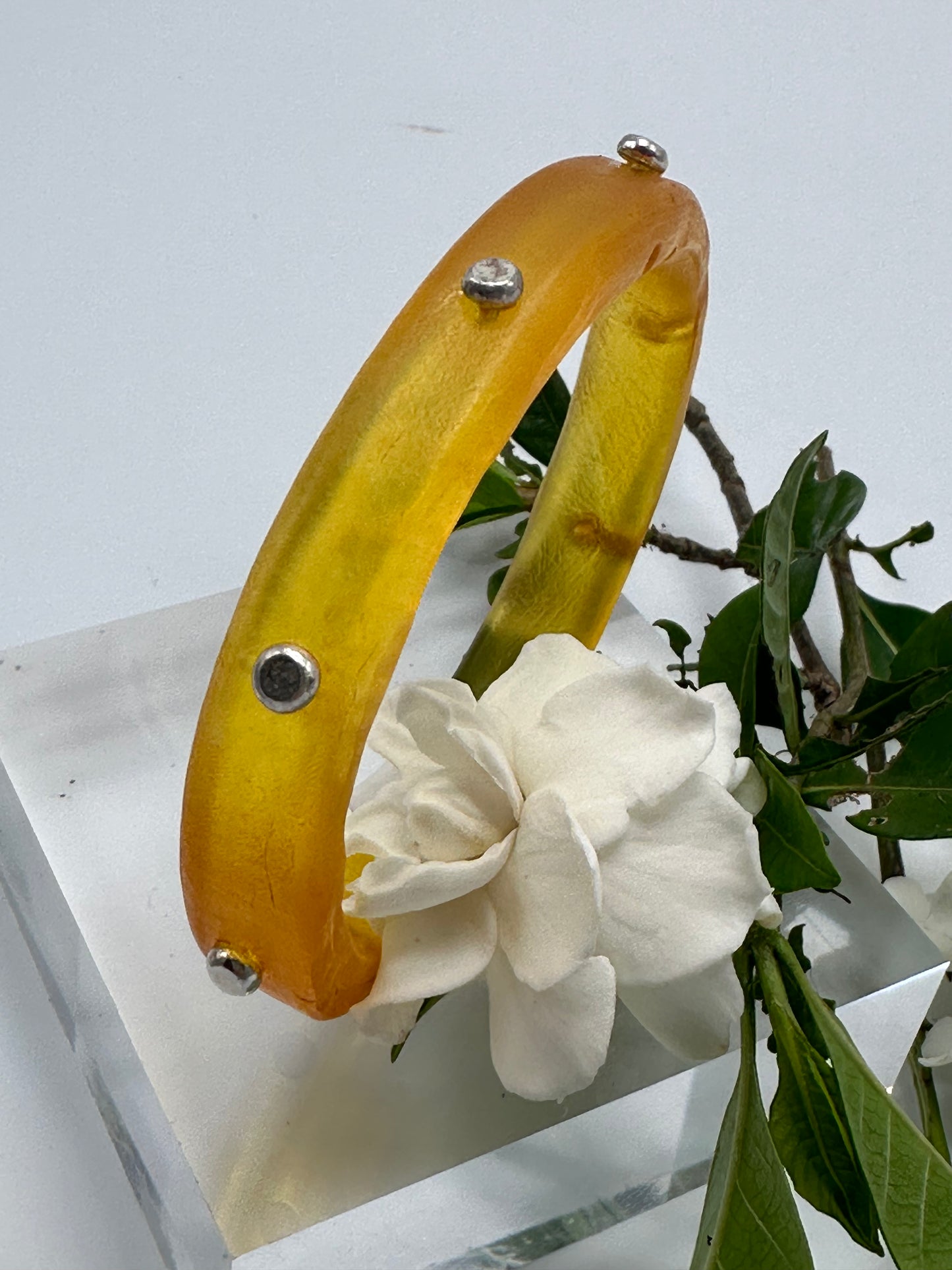 Yellow KWD Classic Resin & silver Bangle