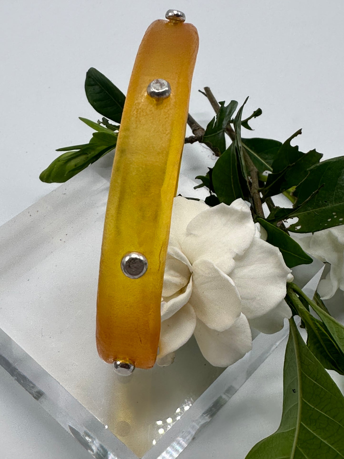 Yellow KWD Classic Resin & silver Bangle