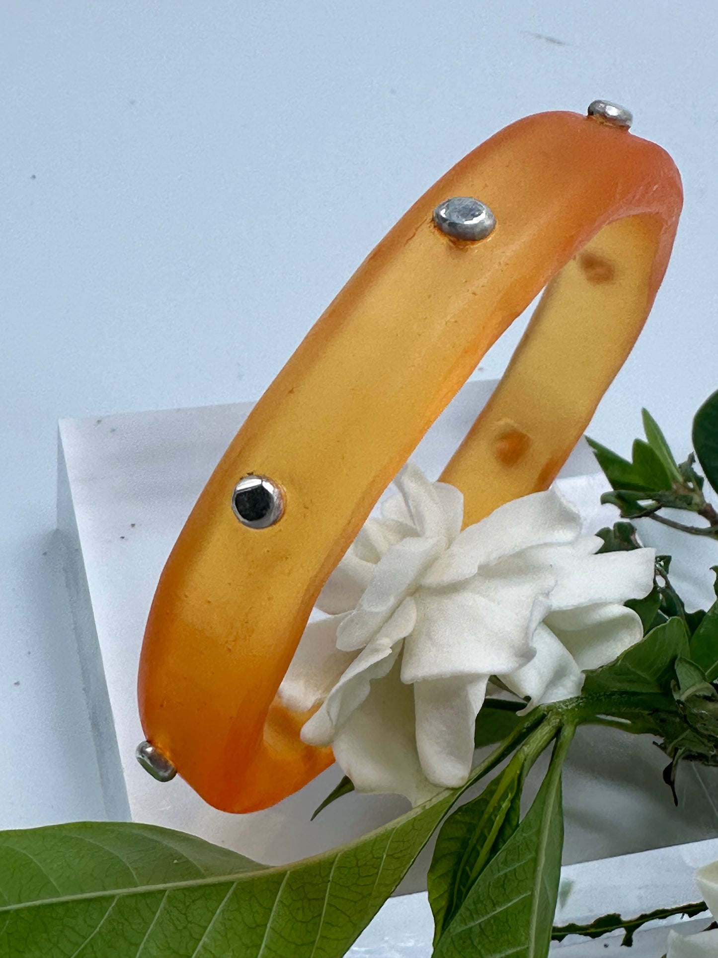 Orange KWD Classic Resin & silver Bangle