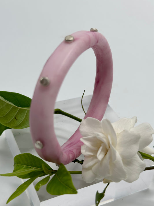 Marbled Pink Blue KWD Classic Resin & silver Bangle